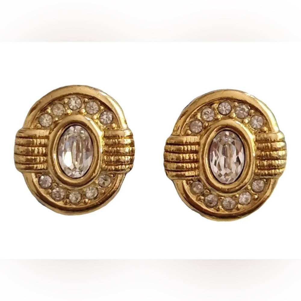 Dior Gold and Silver Crystal Embellished Earrings